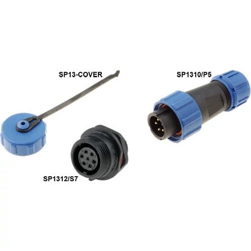 Csatlakozó SP1310/P7 apa + SP1312/S7 anya, panel, M12x1