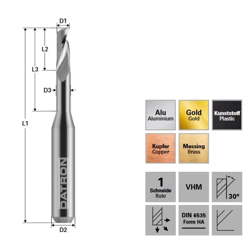 Datron Maró egyélű vékonyított nyák D1=6/D2=6/D3=5,8/L1=60/L2=5/L3=30