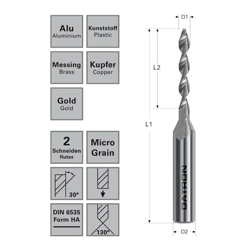Datron Fúró D1=6,0/D2=6.0/L1=50/L2=21,0 