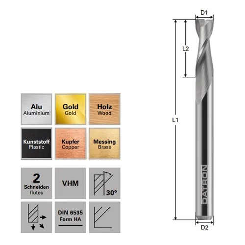 Datron Maró kétélű D1=2,4/D2=3,175/L1=40/L2=5